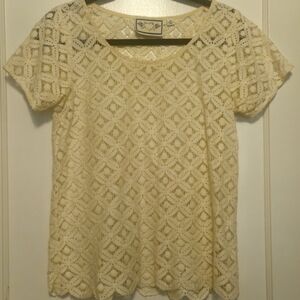 Vintage "Two Of Us" Cream Lace Top
